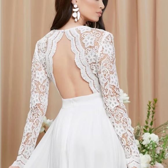 Lulus Awaken My Love White Long Sleeves lace maxi Dress size XL - Picture 1 of 14